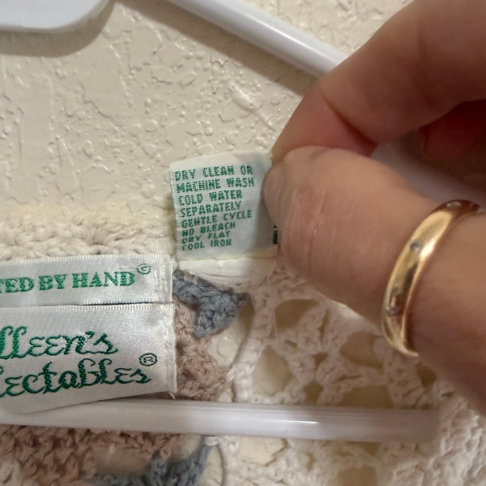 Colleen's Collectables Crochet Sweater Hand Knitted Ramie Cotton Boho Cream‎ L - Picture 12 of 14